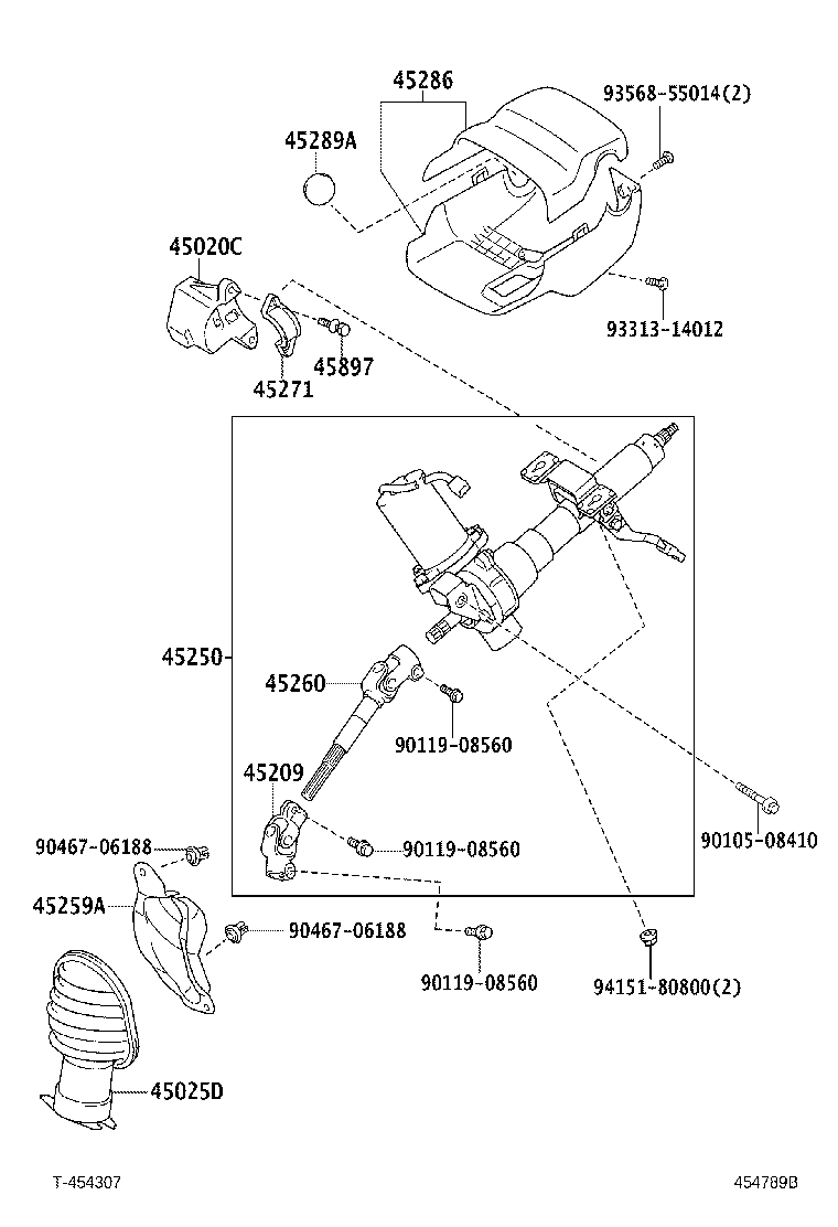 45200-52260 POST ASSY, STEERING product image