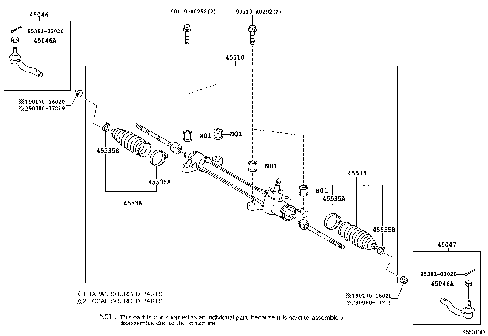 Toyota 45510-02170 GEAR ASSY, STEERING