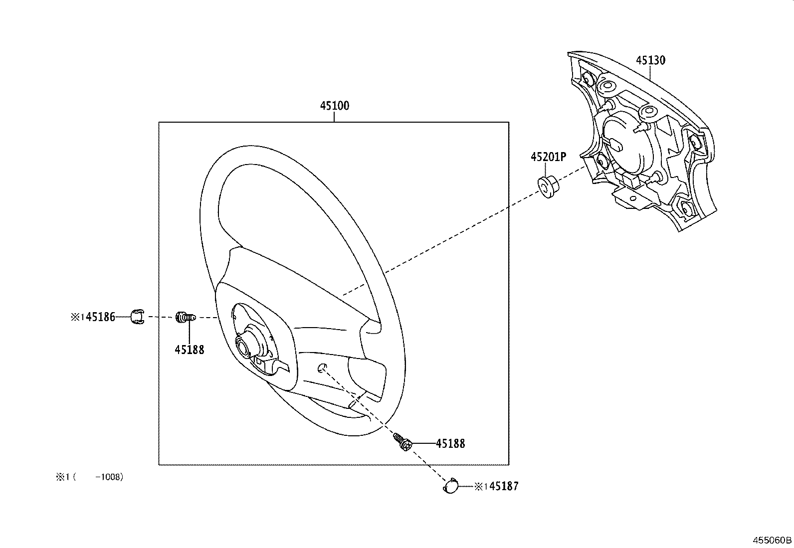 45184-28110-B2 COVER, STEERING WHEEL BOSS, LOWER product image