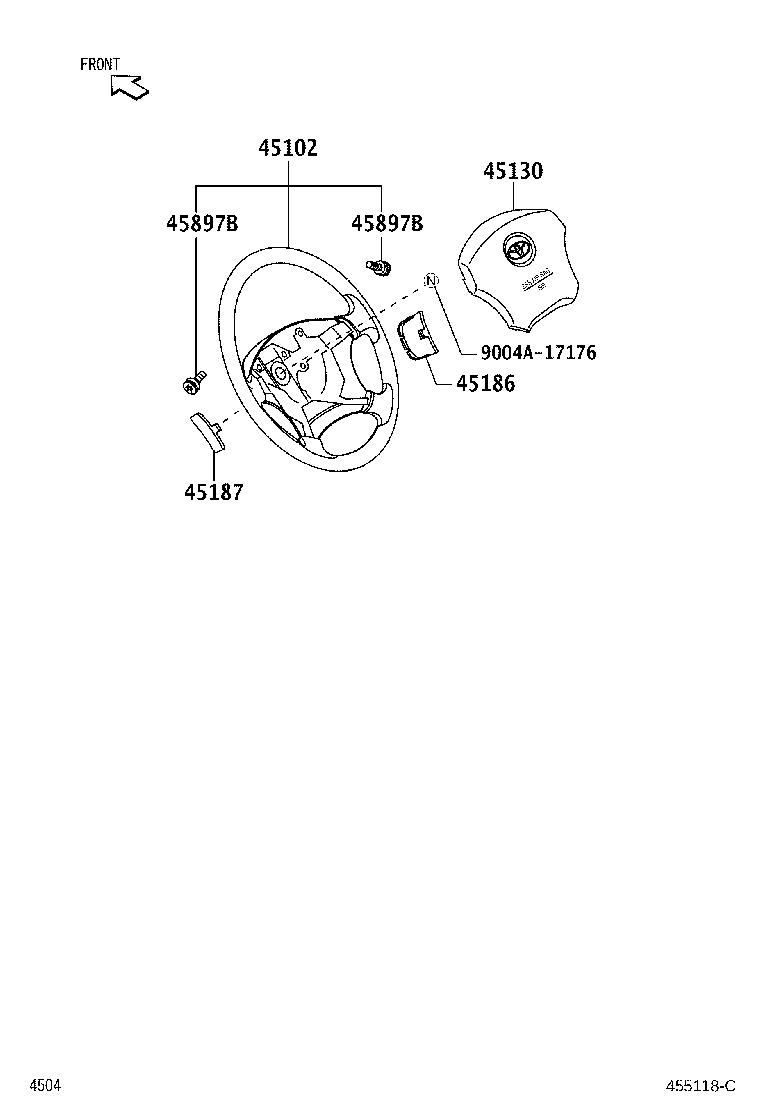 45102-BZ150-B0 WHEEL SUB-ASSY, STEERING product image