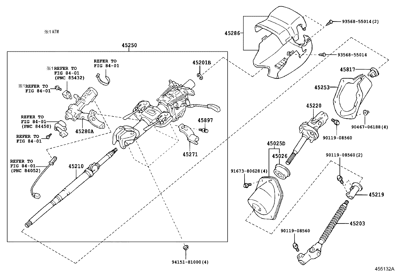Toyota 45025-35390 COVER SUB-ASSY, STEERING COLUMN HOLE, NO.1