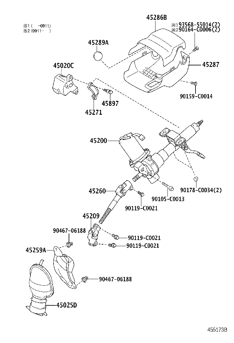 45025-0D150 COVER SUB-ASSY, STEERING COLUMN HOLE, NO.1 product image