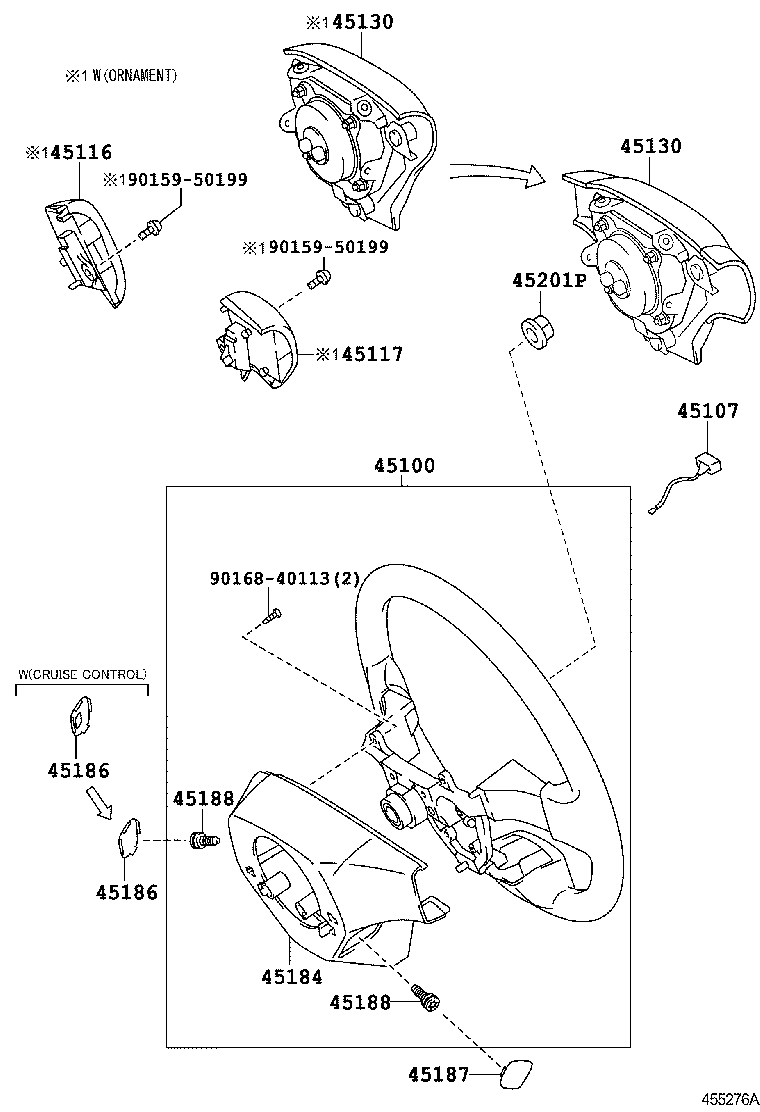 45186-12010-B1 COVER, STEERING WHEEL, LOWER NO.2 product image