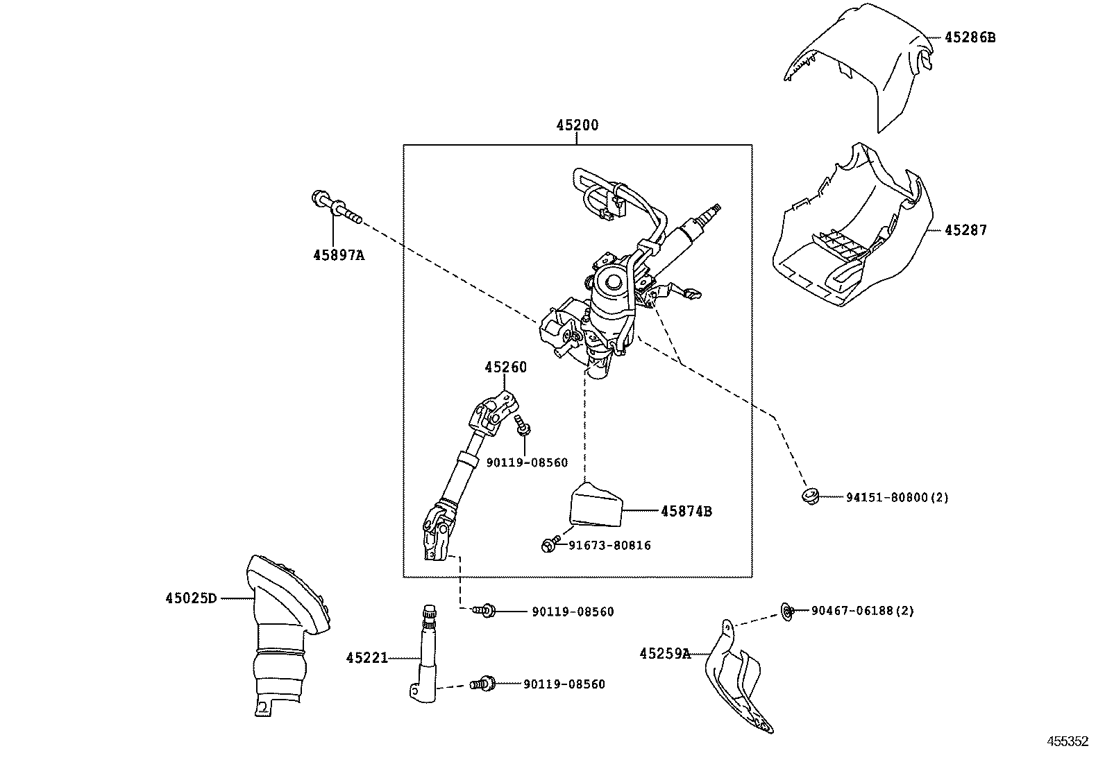 45200-47150 POST ASSY, STEERING product image