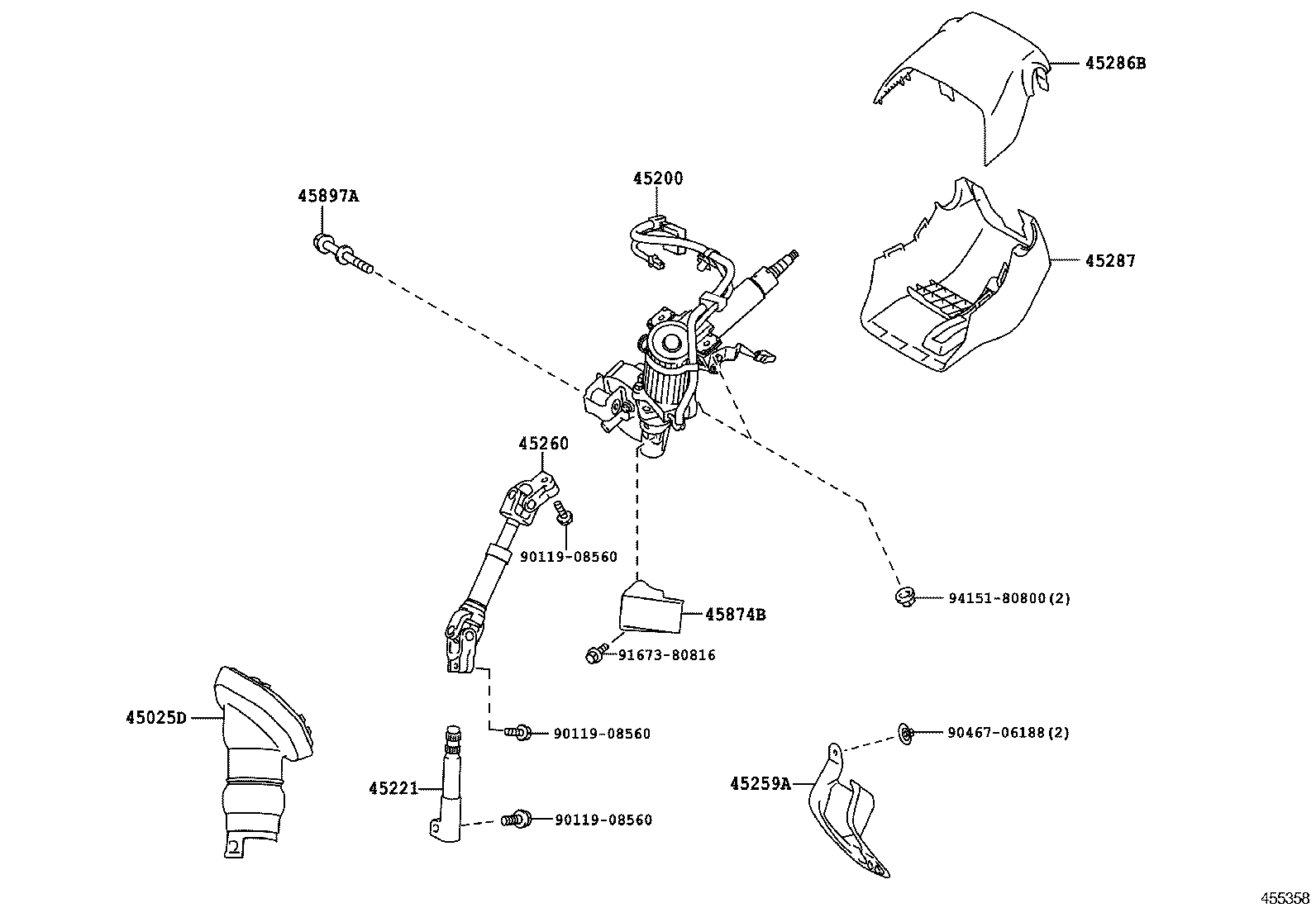 45200-47150 POST ASSY, STEERING product image