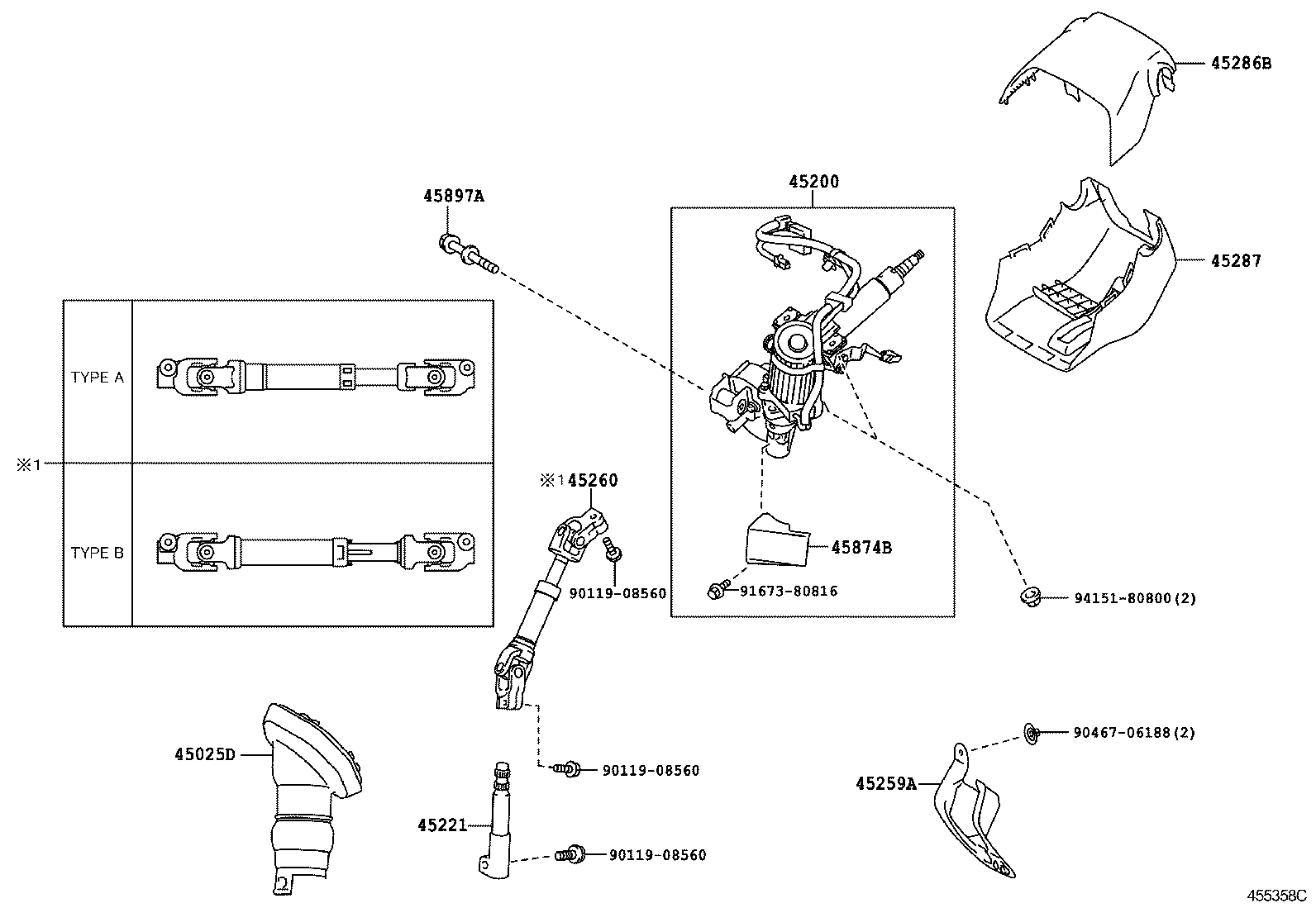 45260-0Q010 SHAFT ASSY, STEERING INTERMEDIATE, NO.2 product image