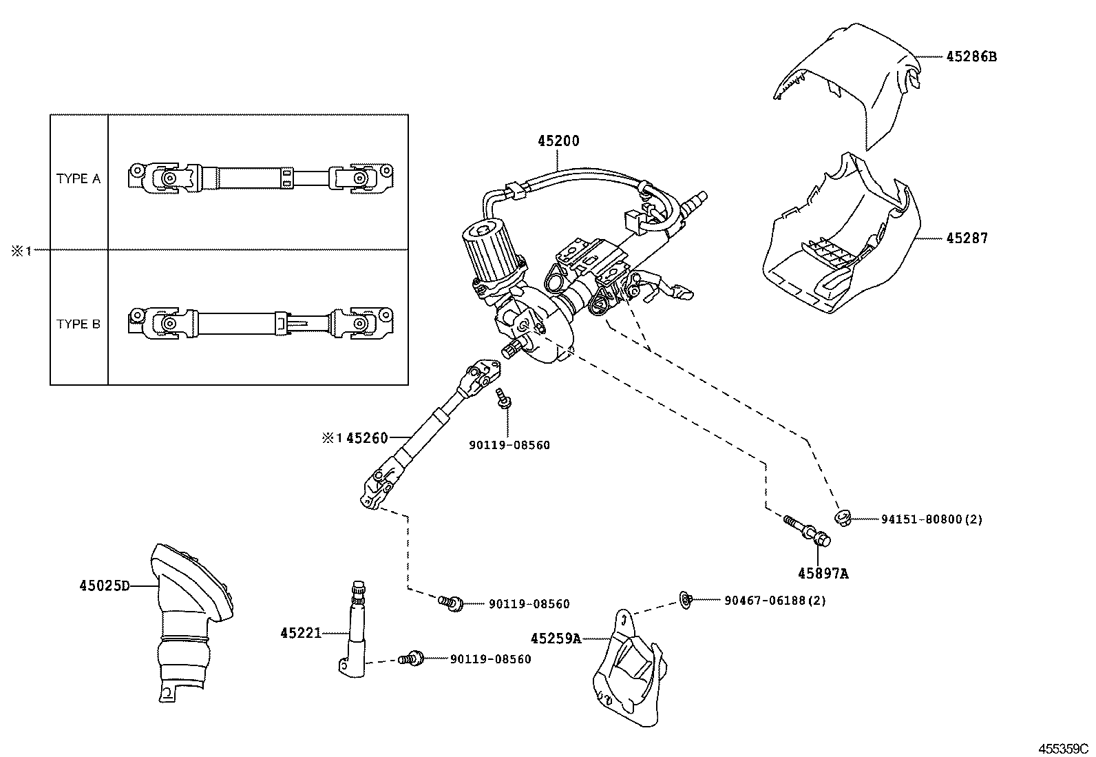 45260-0Q010 SHAFT ASSY, STEERING INTERMEDIATE, NO.2 product image