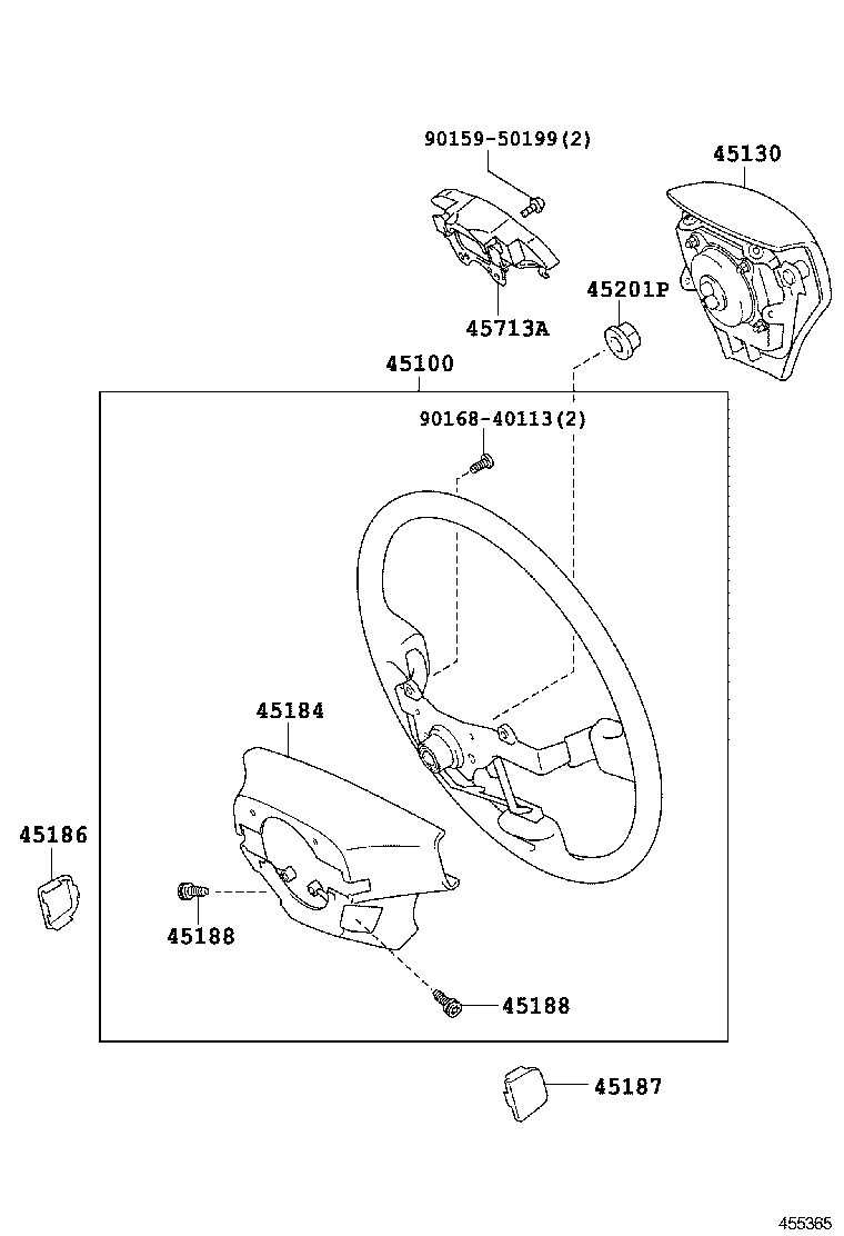 45100-53351-C4 WHEEL ASSY, STEERING product image