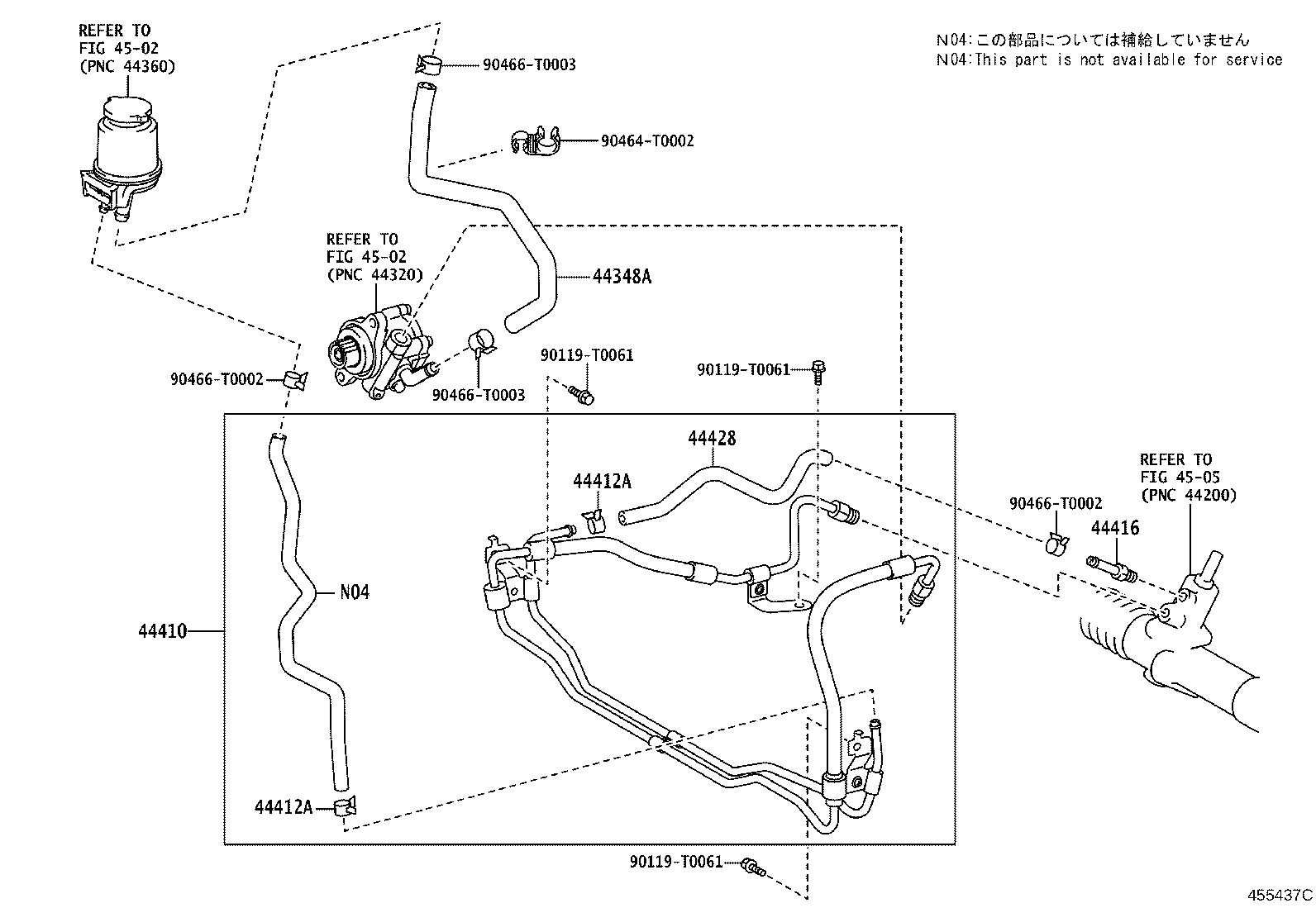 44348-0K050 HOSE, OIL RESERVOIR TO PUMP, NO.1 product image