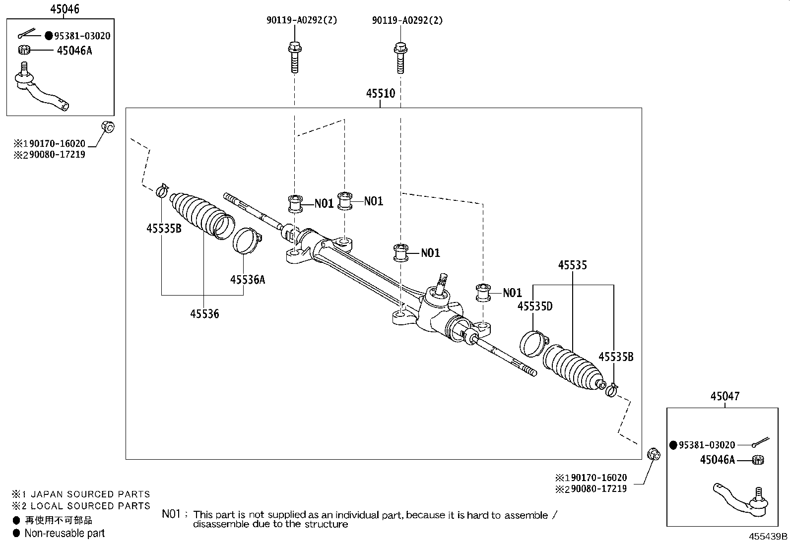 Toyota 45510-02160 GEAR ASSY, STEERING
