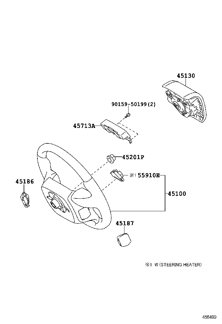 45186-60090-C0 COVER, STEERING WHEEL, LOWER NO.2 product image