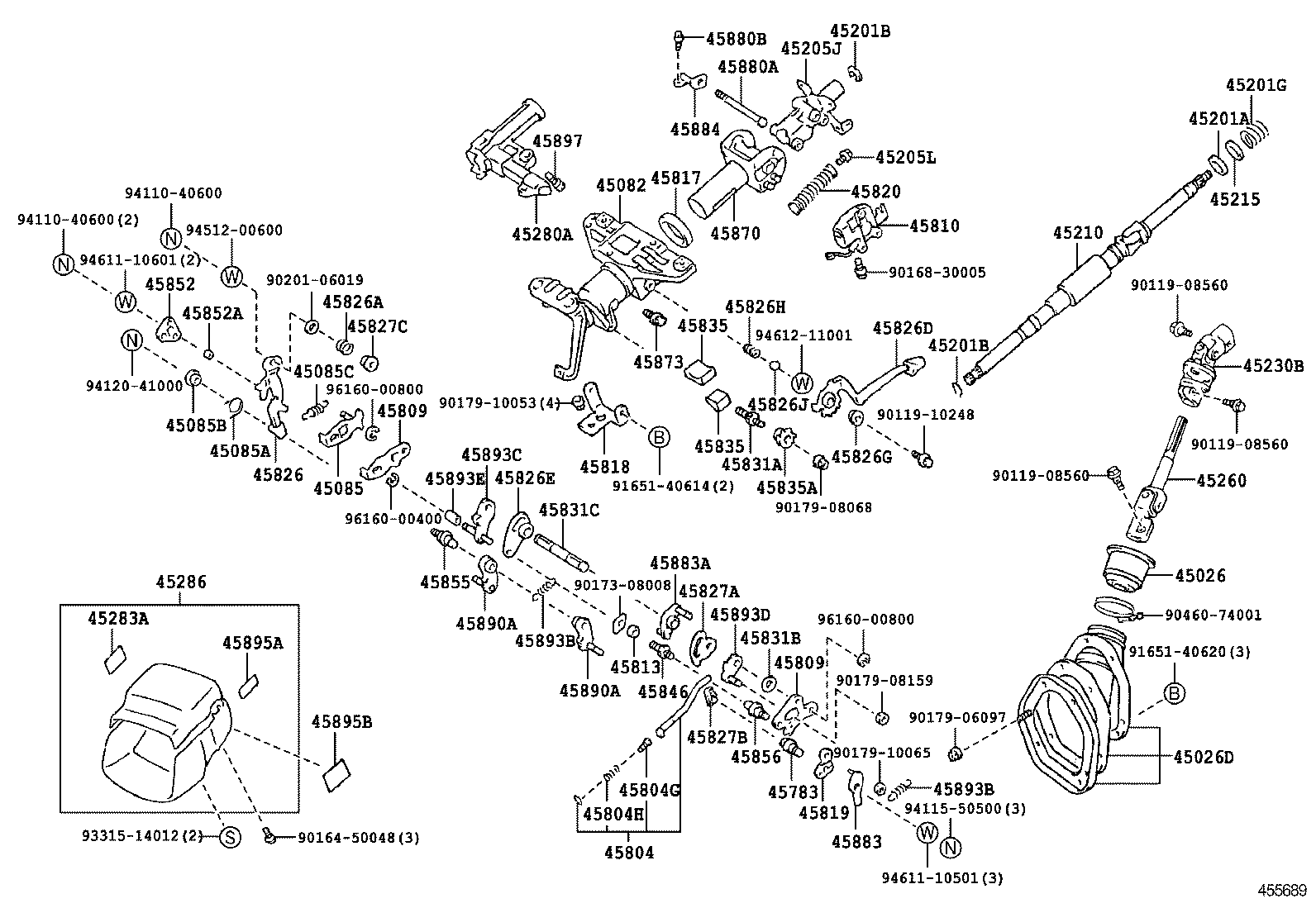 45205-33060 TUBE SUB-ASSY, STEERING COLUMN, UPPER product image