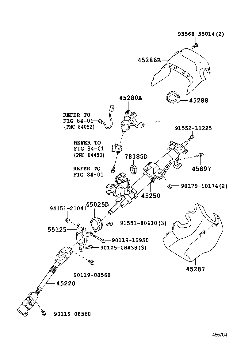 45250-77040 COLUMN ASSY, STEERING product image