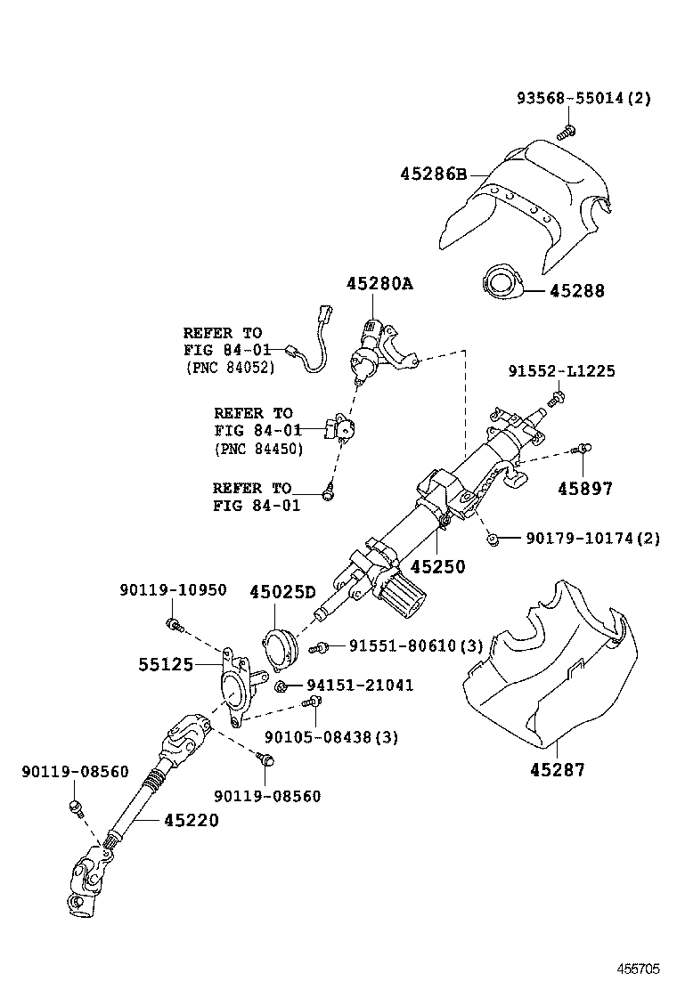 45250-77040 COLUMN ASSY, STEERING product image