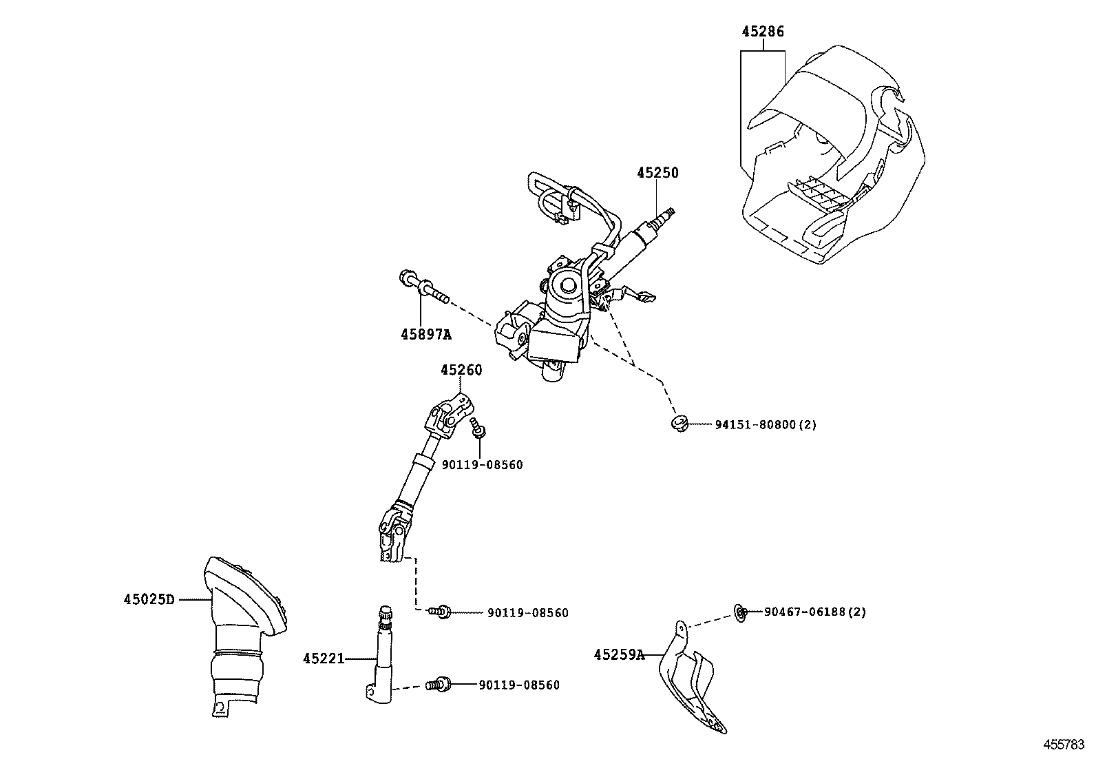 45250-47290 COLUMN ASSY, STEERING product image
