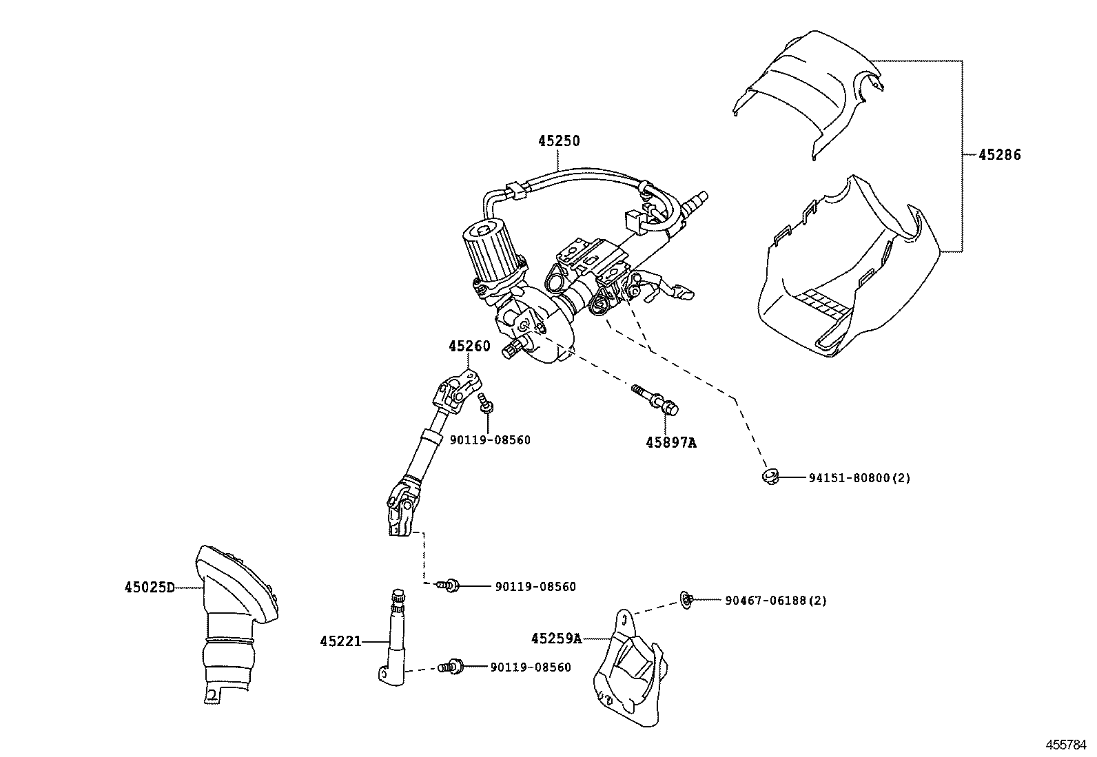 45250-47290 COLUMN ASSY, STEERING product image