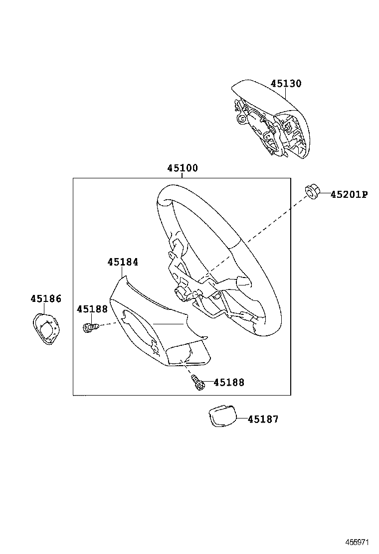 45184-08030-B0 COVER, STEERING WHEEL BOSS, LOWER product image