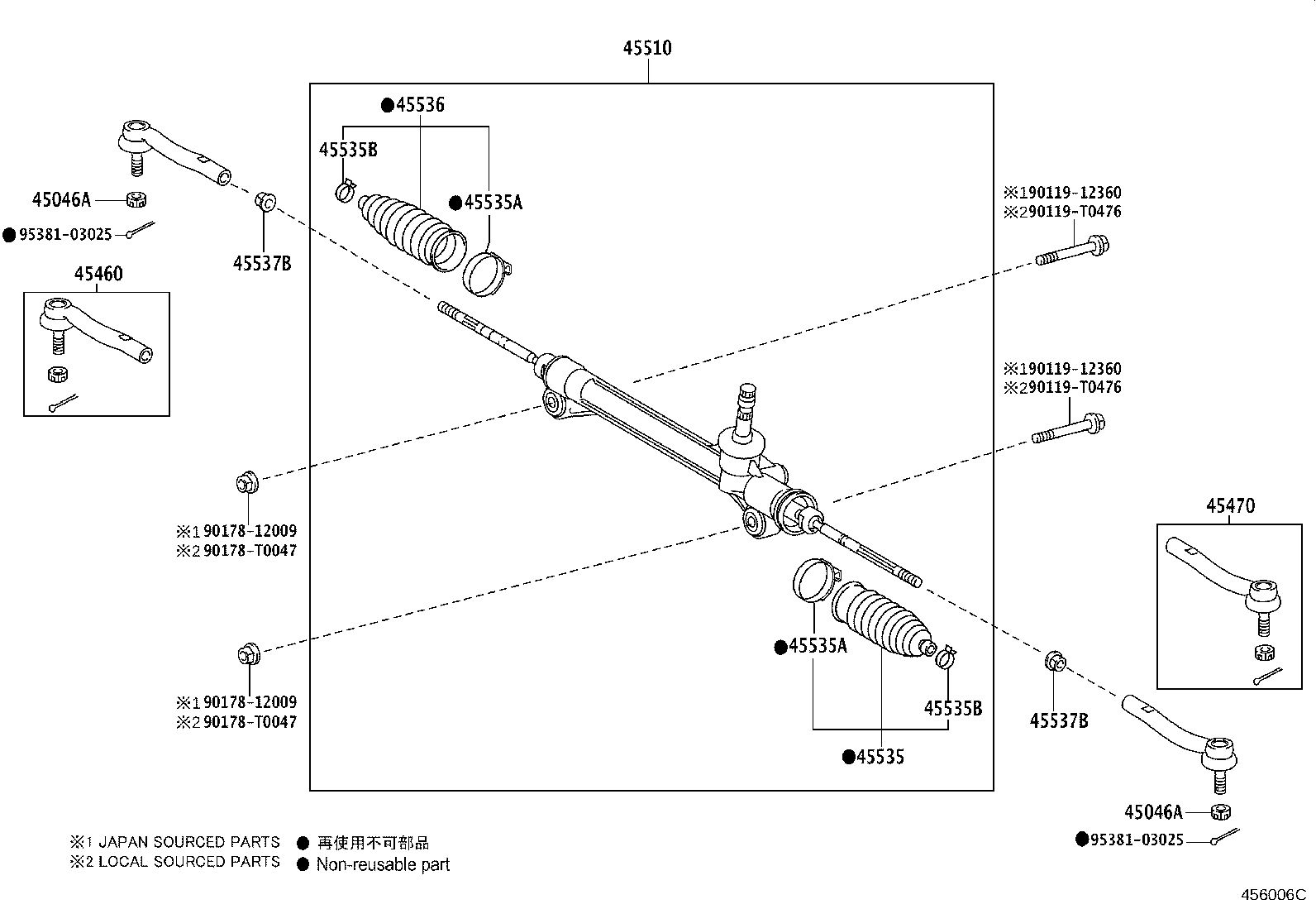 45535-39015 BOOT, STEERING RACK, NO.1 product image