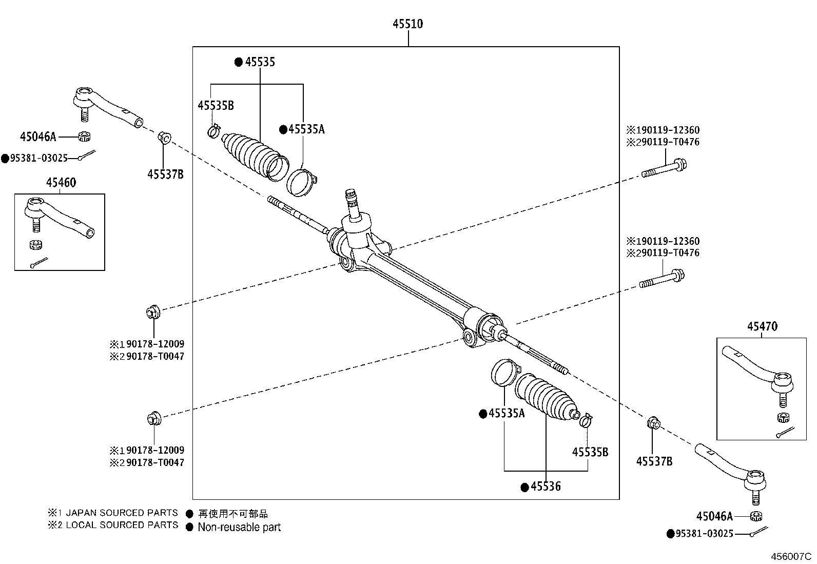 45535-39015 BOOT, STEERING RACK, NO.1 product image