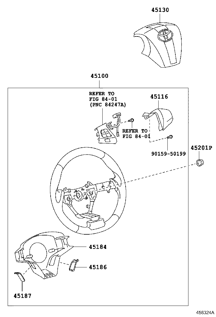 45116-02130 ORNAMENT, STEERING WHEEL, NO.1 product image
