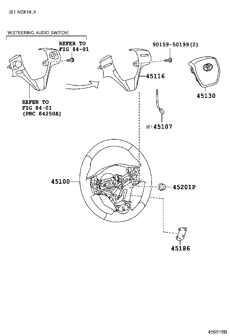 45116-02130 ORNAMENT, STEERING WHEEL, NO.1 product image