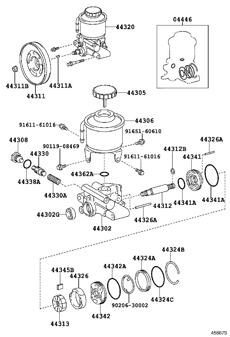 44360-60180 RESERVOIR ASSY, VANE PUMP OIL product image