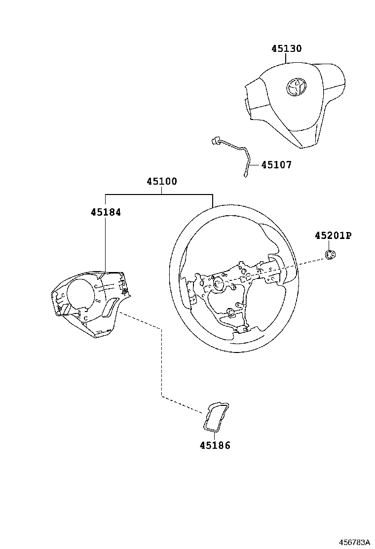 45186-0K150 COVER, STEERING WHEEL, LOWER NO.2 product image