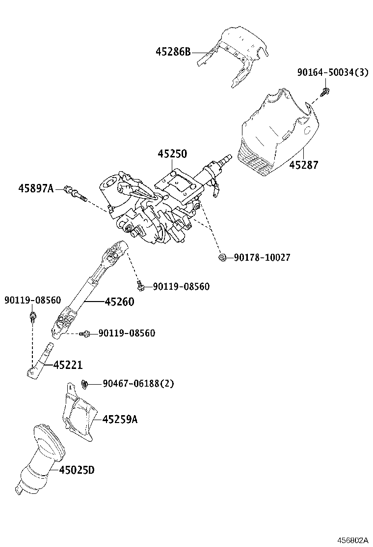 Toyota 45025-75010 COVER SUB-ASSY, STEERING COLUMN HOLE, NO.1