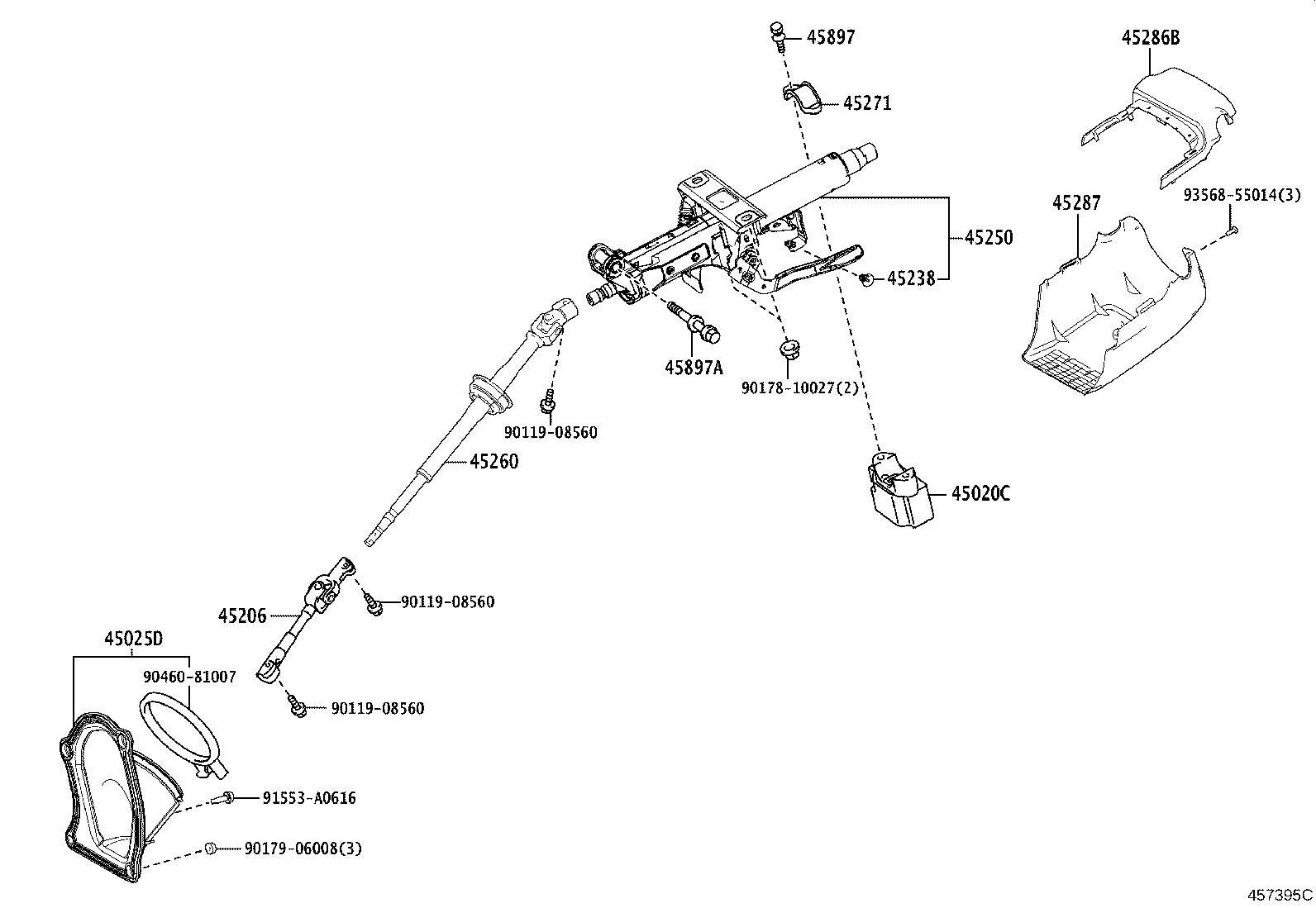45260-30280 SHAFT ASSY, STEERING INTERMEDIATE, NO.2 product image