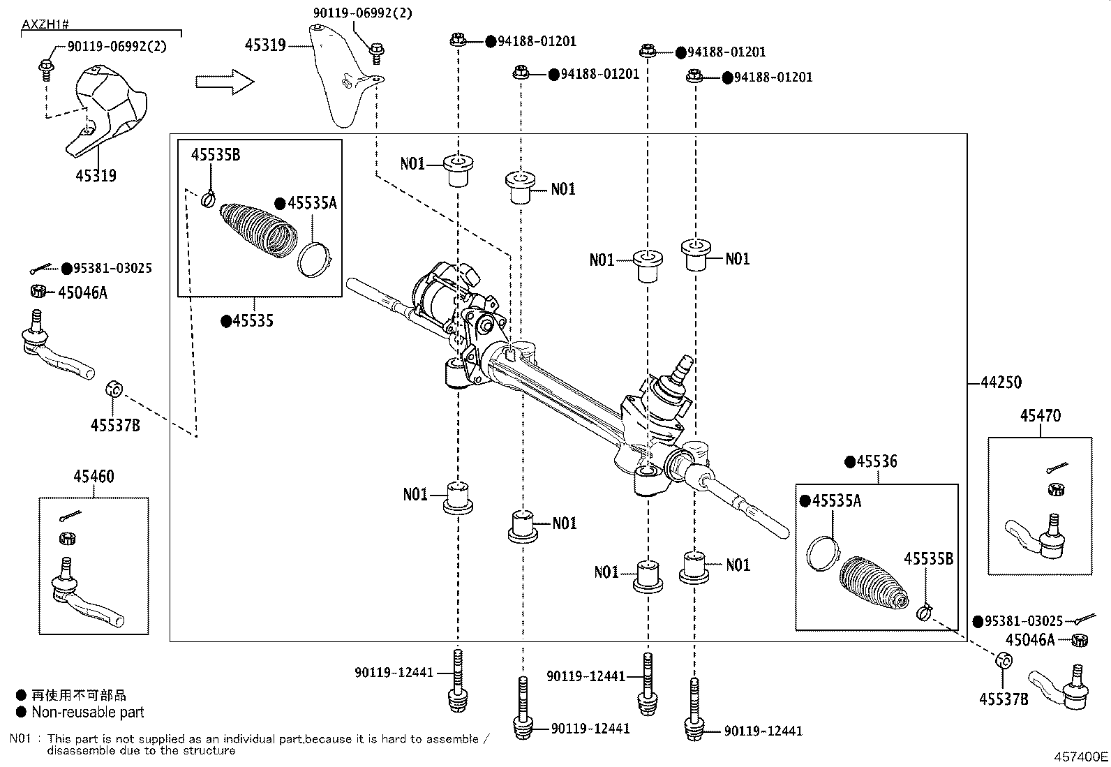 Toyota 44250-33720 GEAR ASSY, POWER STEERING(FOR RACK & PINION)