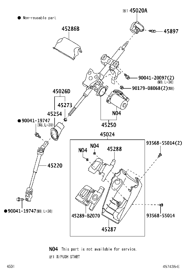45288-BZ050 PLATE, STEERING COLUMN COVER product image