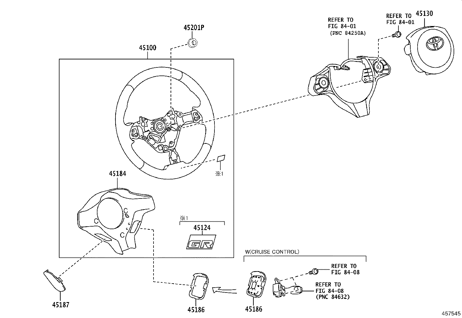 45124-48010 ORNAMENT, STEERING WHEEL MARK product image