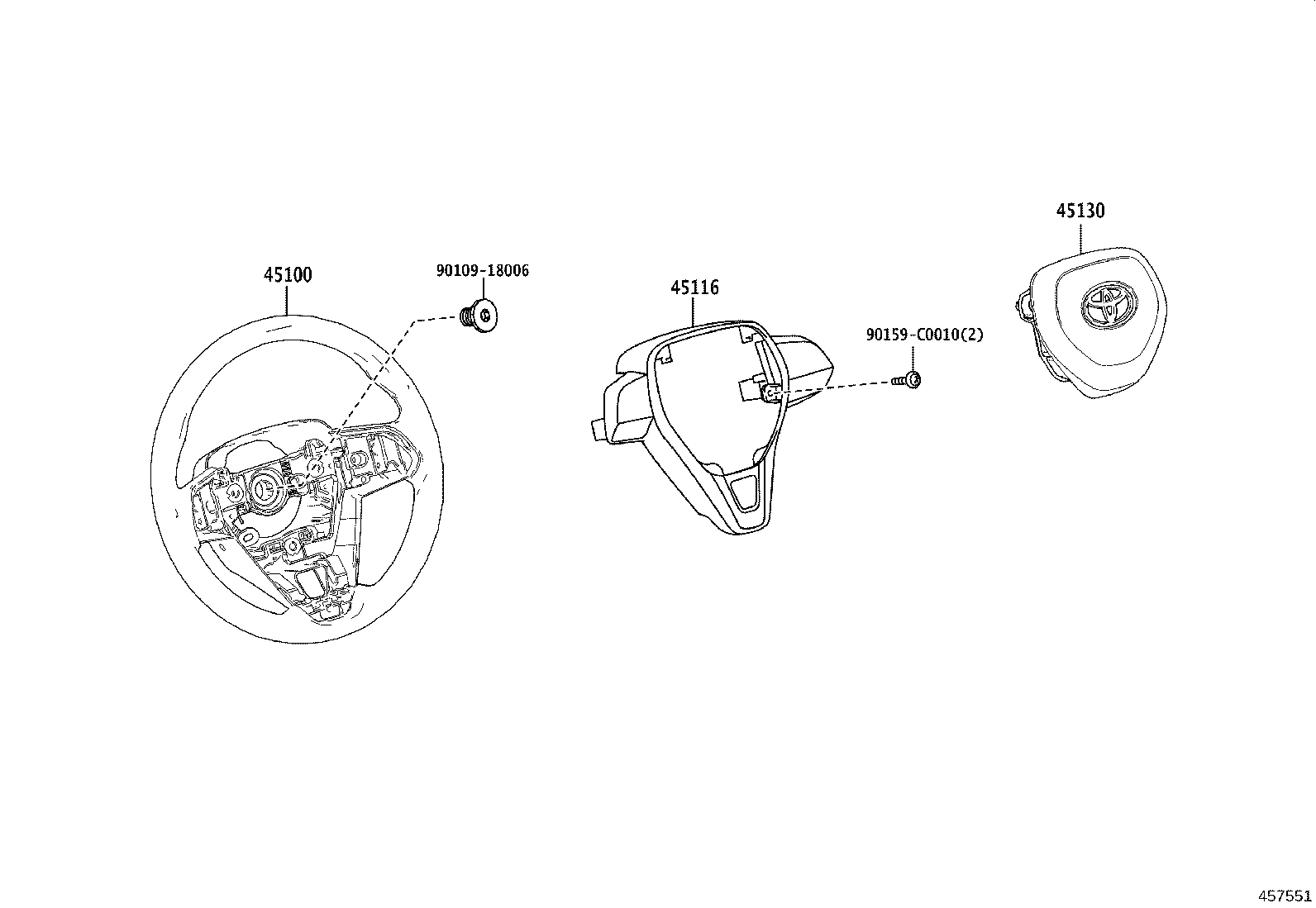 45116-02230 ORNAMENT, STEERING WHEEL, NO.1 product image