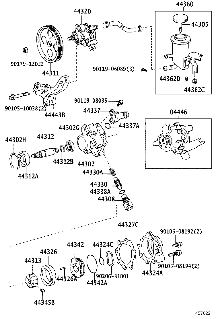 44360-24042 RESERVOIR ASSY, VANE PUMP OIL product image