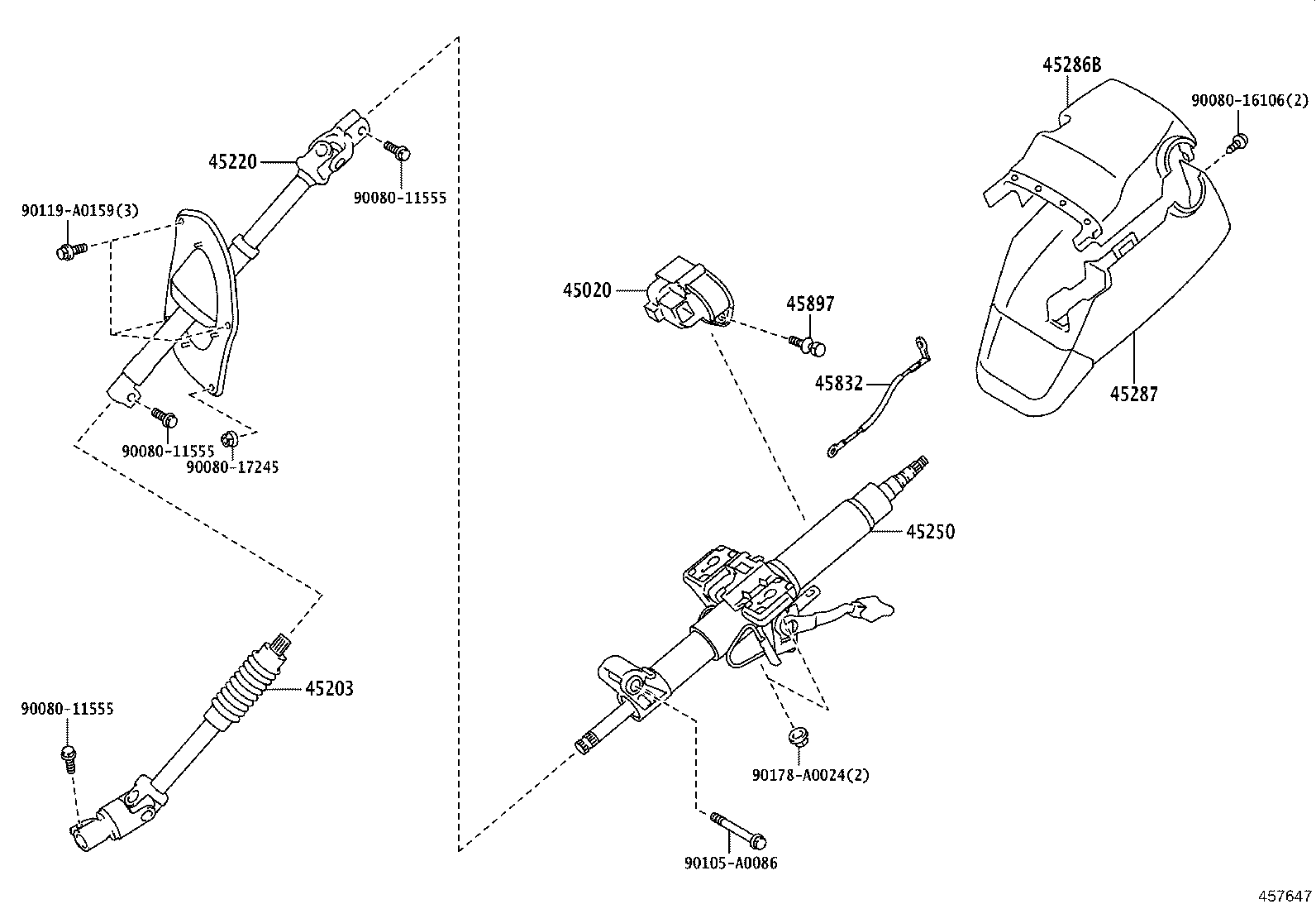 45203-0C010 SHAFT SUB-ASSY, STEERING INTERMEDIATE, NO.2 product image