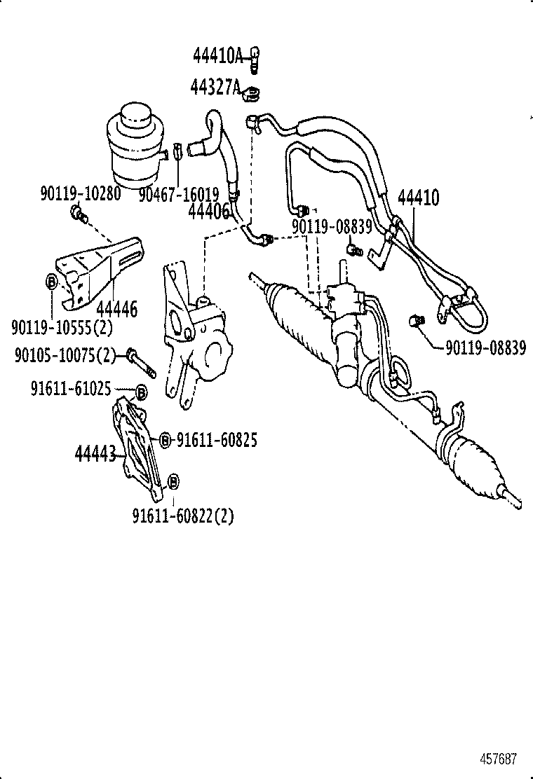 44348-20350 HOSE, OIL RESERVOIR TO PUMP, NO.1 product image