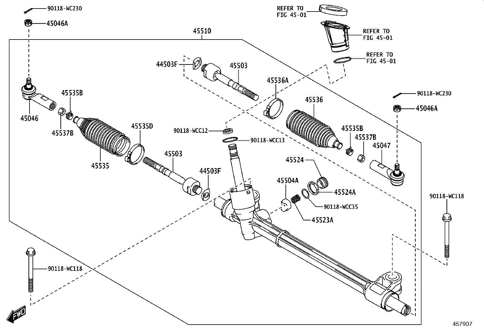 45503-WC002 END SUB-ASSY, STEERING RACK product image