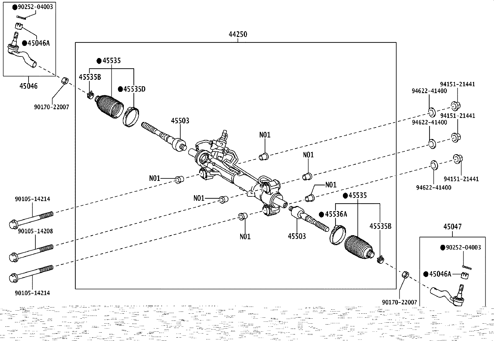 45046-69255 END SUB-ASSY, TIE ROD, RH product image