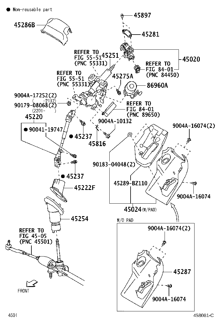 Toyota 45287-BZ430-C0 COVER, STEERING COLUMN, LWR