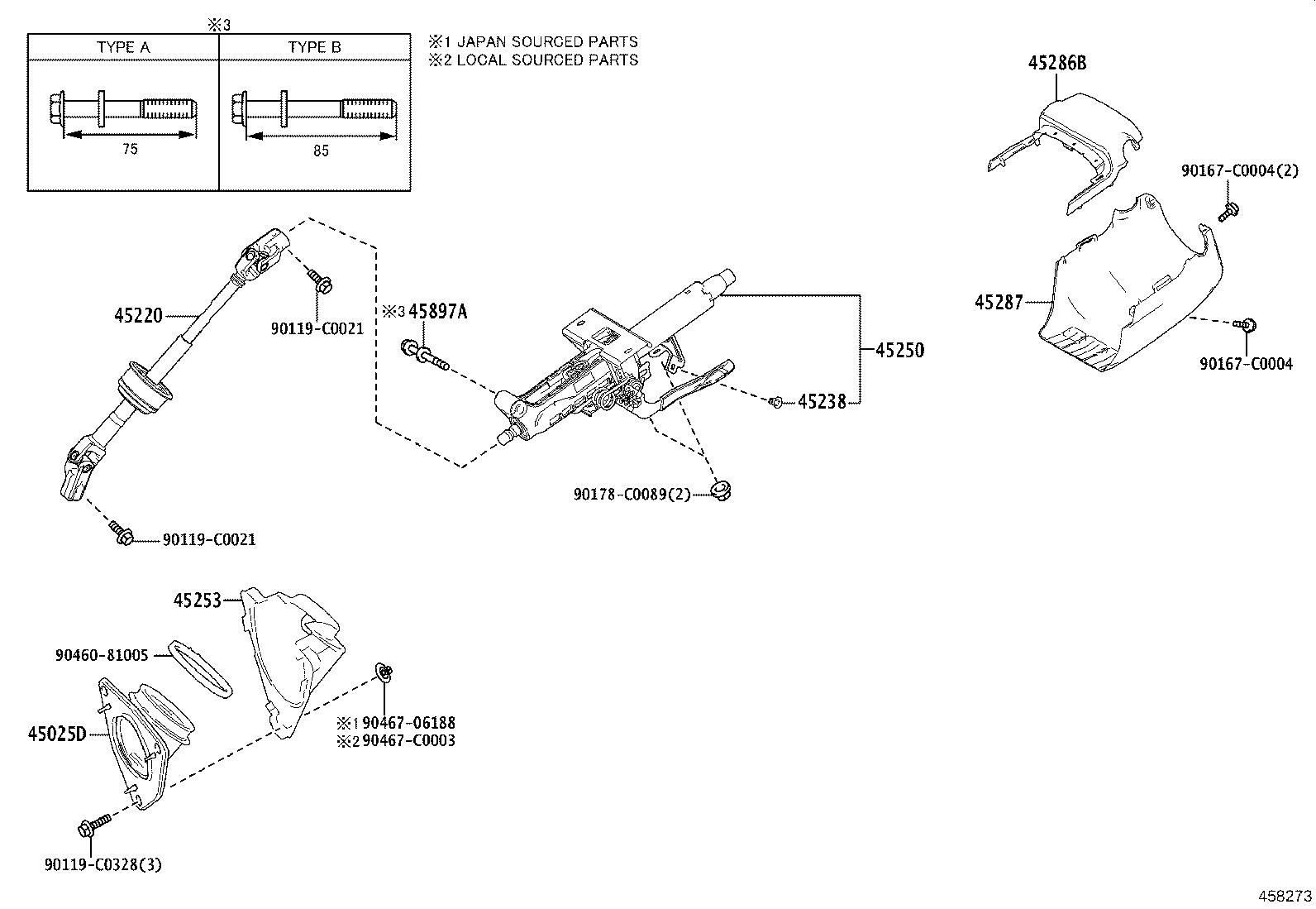 45220-0R030 SHAFT ASSY, STEERING INTERMEDIATE product image
