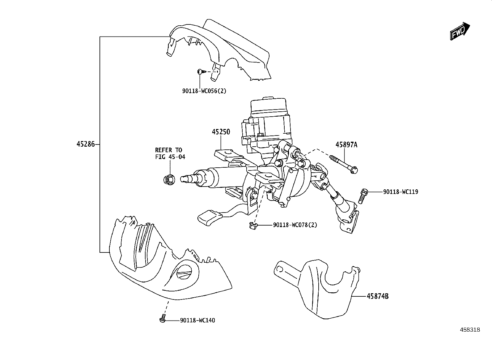 45268-WC007 COVER SUB-ASSY, STEERING COLUMN HOLE, NO.1 product image
