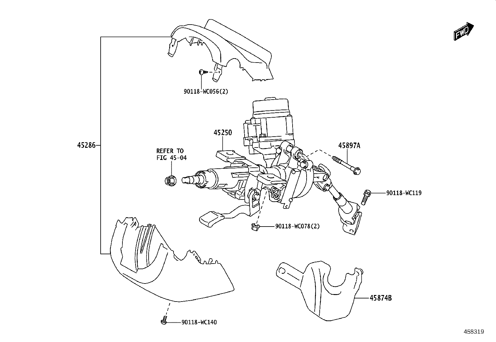 45268-WC007 COVER SUB-ASSY, STEERING COLUMN HOLE, NO.1 product image