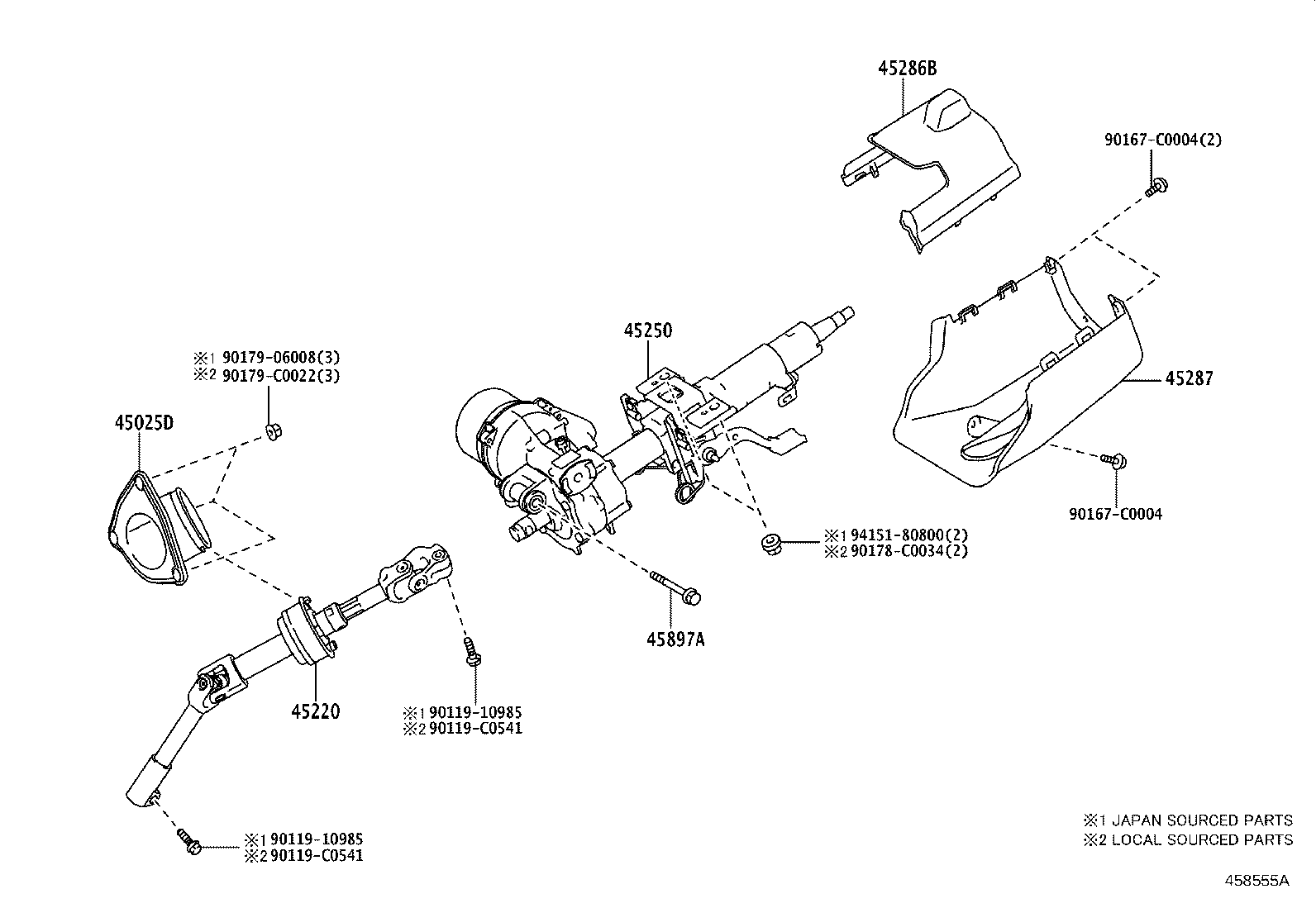 45250-03030 COLUMN ASSY, STEERING product image