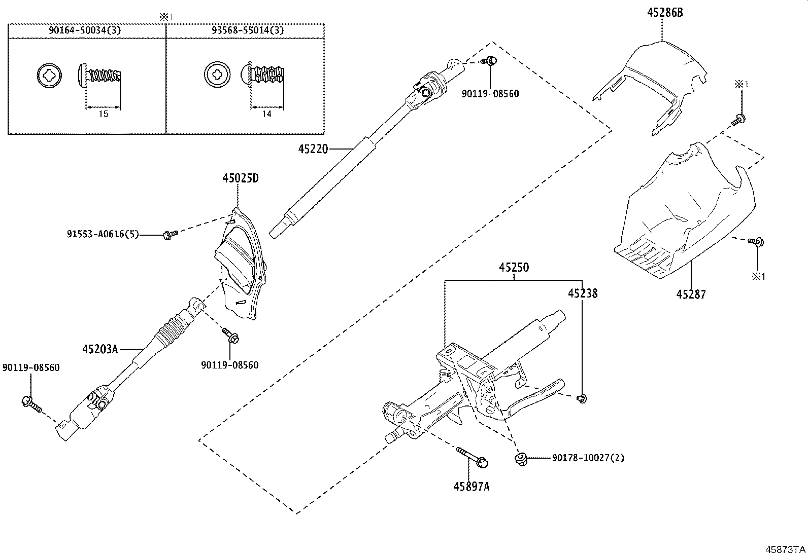 Toyota 45025-60330 COVER SUB-ASSY, STEERING COLUMN HOLE, NO.1