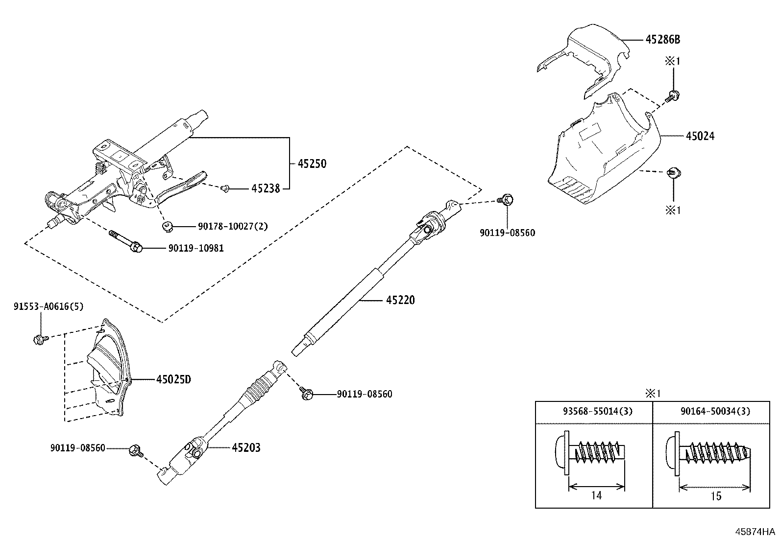 Toyota 45025-60340 COVER SUB-ASSY, STEERING COLUMN HOLE, NO.1