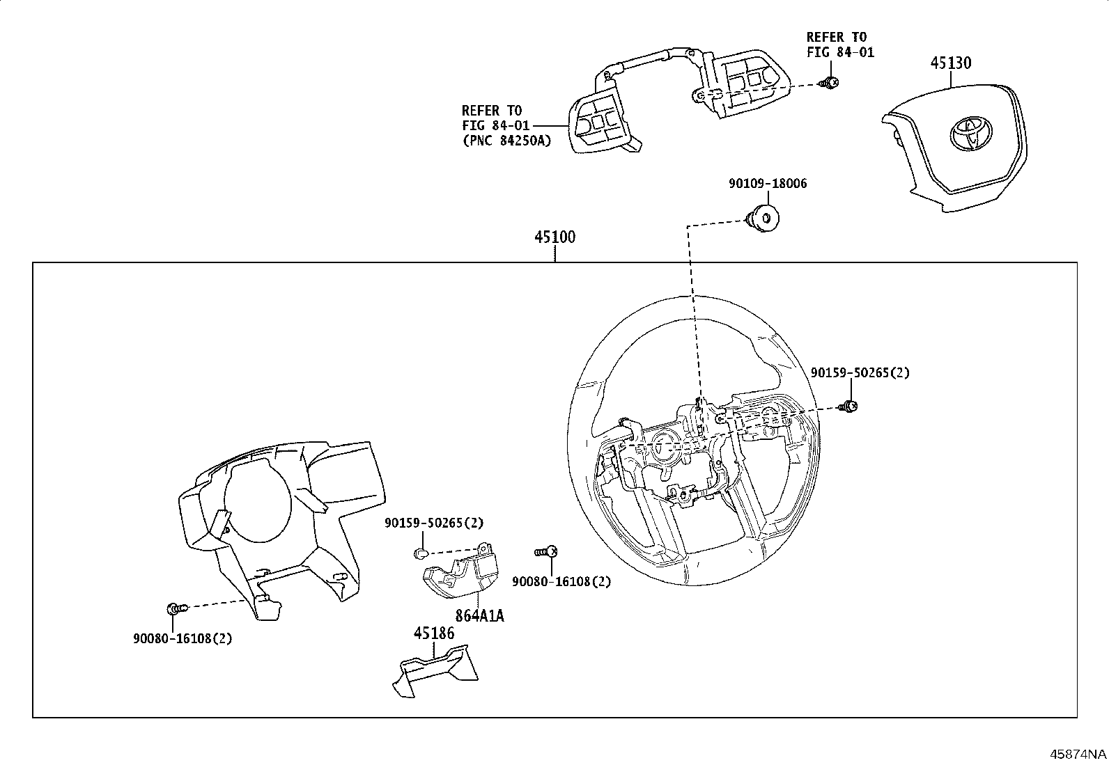 45186-0C050 COVER, STEERING WHEEL, LOWER NO.2 product image