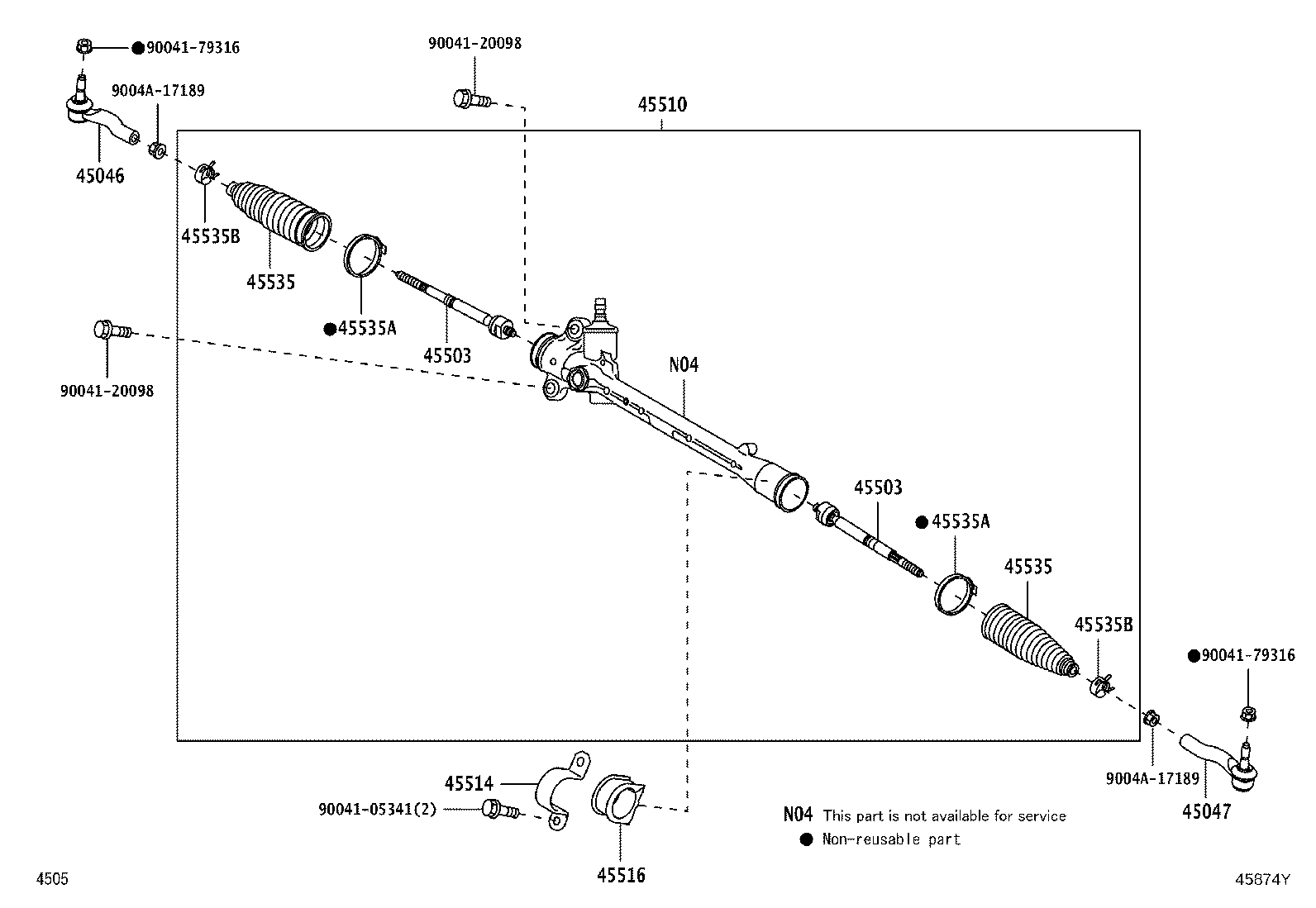 45503-BZ220 END SUB-ASSY, STEERING RACK product image