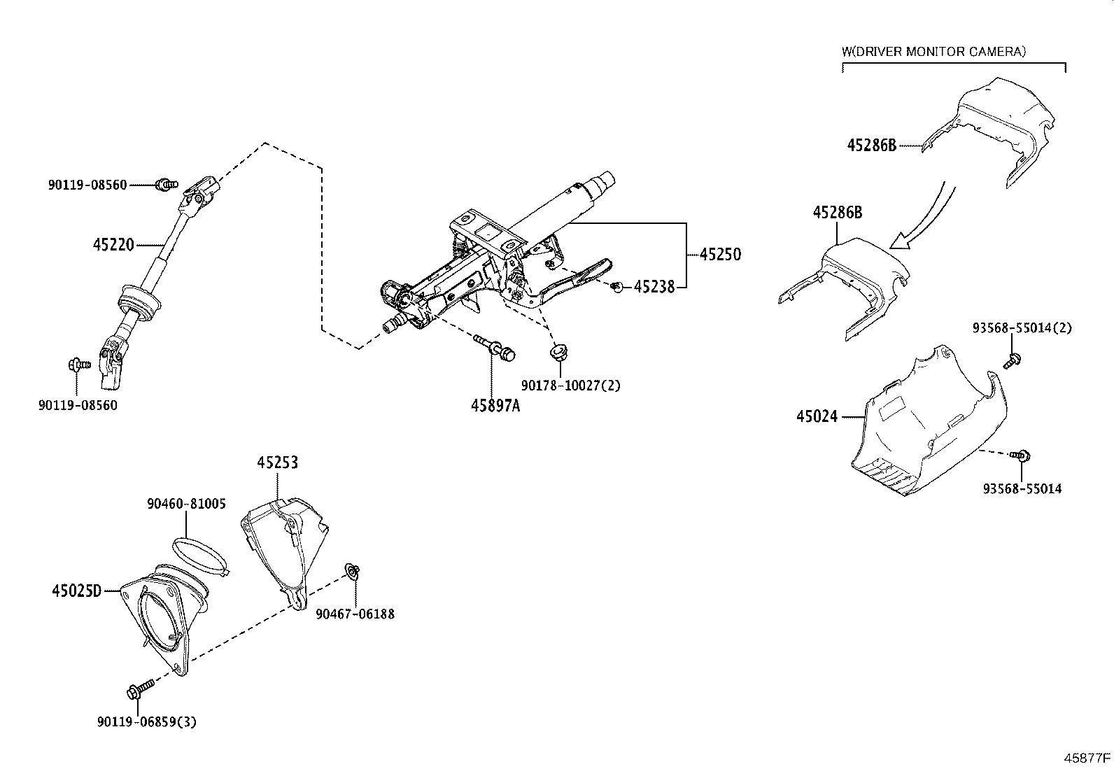 45250-33C70 COLUMN ASSY, STEERING product image