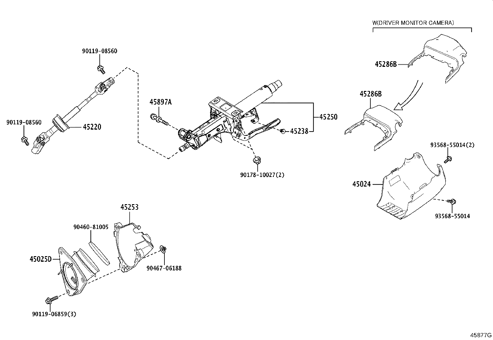 45250-33C70 COLUMN ASSY, STEERING product image