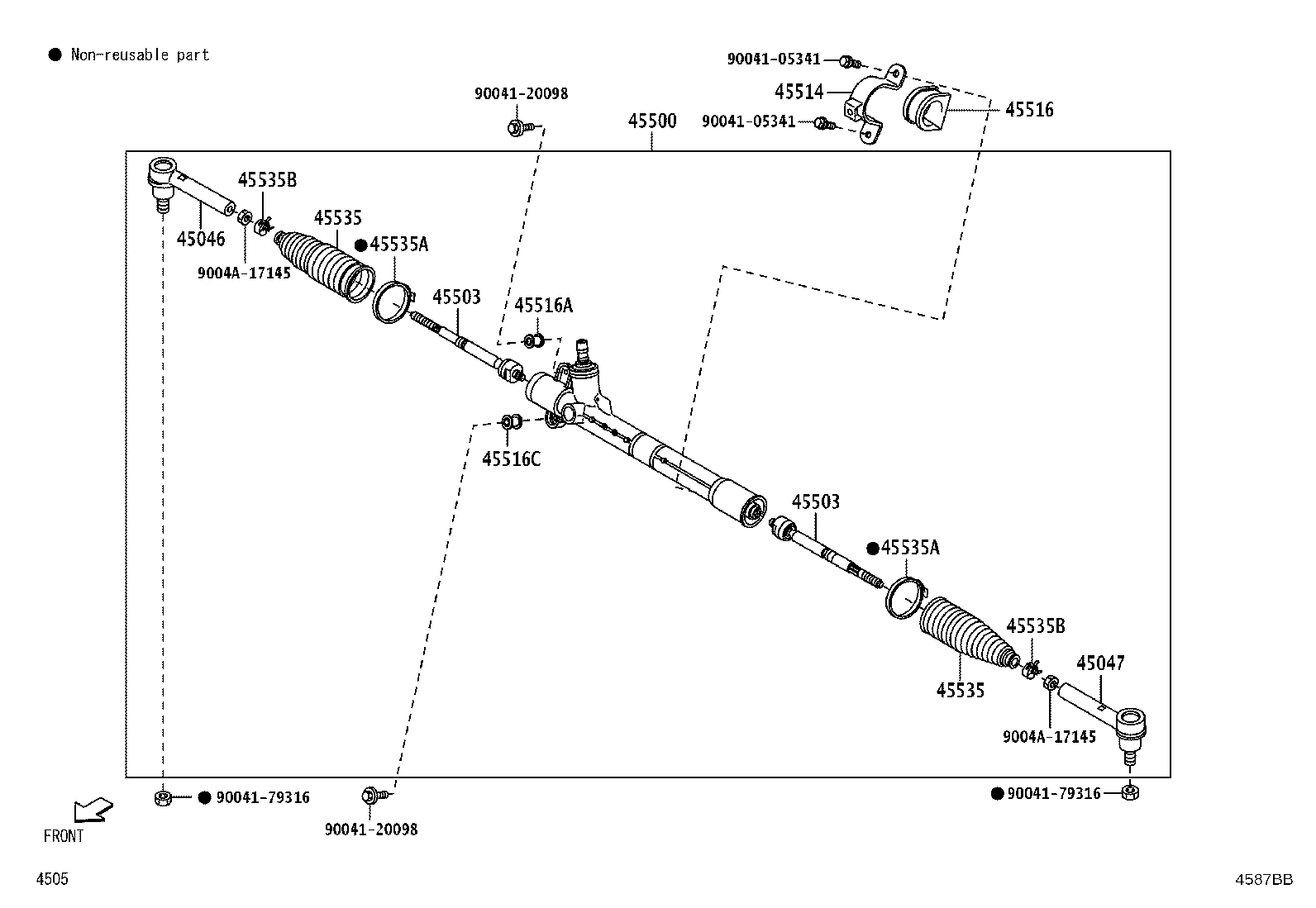 45503-BZ110 END SUB-ASSY, STEERING RACK product image